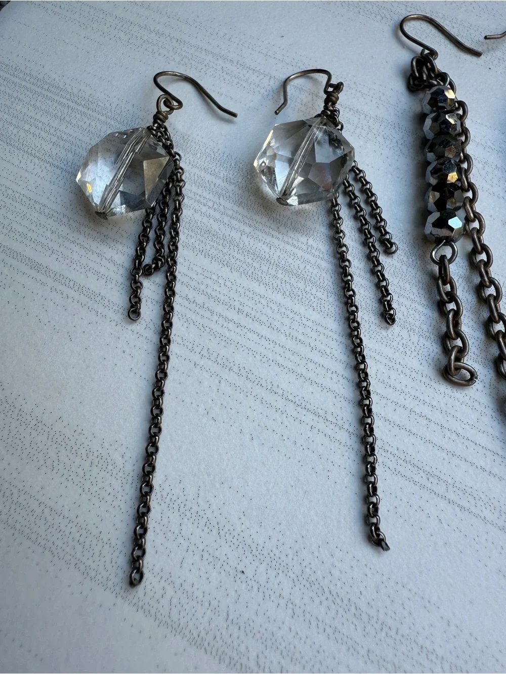 3️⃣Pairs of Artisan Handcrafted Earrings Metal Tones Faceted Glass Beads 3”+Long - Picture 7 of 15